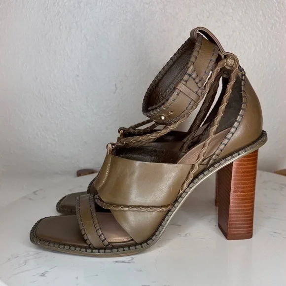Ulla Johnson Leather Sandals Whipstitch Trim Multi Strap Ankle‎ - 40 / 9.5-10 - Picture 14 of 16